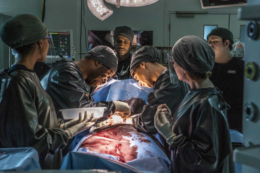 Picture Shows: Mr Glen Boyle (LENNIE JAMES) Dr Ramakrishna Chandramohan (PRASANNA PUWANARAJAH) Ms Fiona Lomas (CATHERINE WALKER) Mrs Lorraine Rappaport (CLAIRE SKINNER) and Billy Finlay ODP (DANNY KIRRANE)