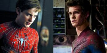 Andrew Garfield e Tobey Maguire em Homem-Aranha