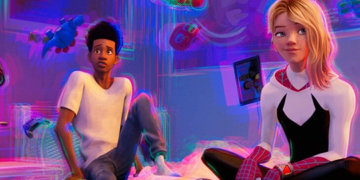 Miles e Spider-Gwen em Através do Aranhaverso
