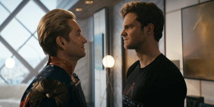 Jack Quaid e Antony Starr em The Boys