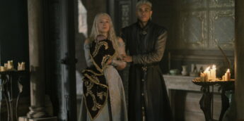Rhaenyra e Laenor em A Casa do Dragão