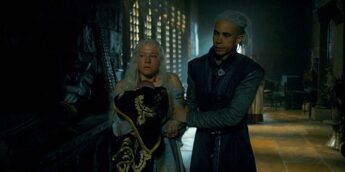 Rhaenyra e Laenor em A Casa do Dragão