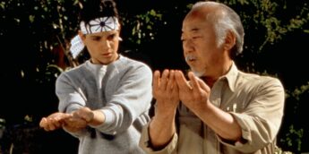 Pat Morita e Ralph Macchio em Karate Kid