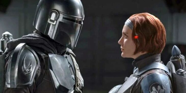 Din Djarin e Bo-Katan em The Mandalorian