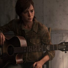Ellie tocando violão em The Last of Us Part 2