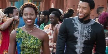 Lupita Nyong'o e Chadwick Boseman em Pantera Negra