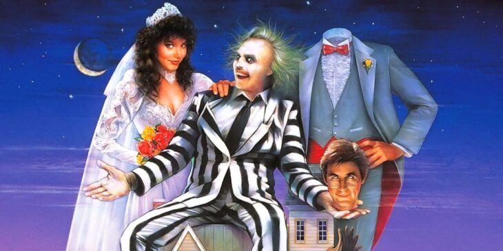Beetlejuice com casal em Os Fantasmas se Divertem
