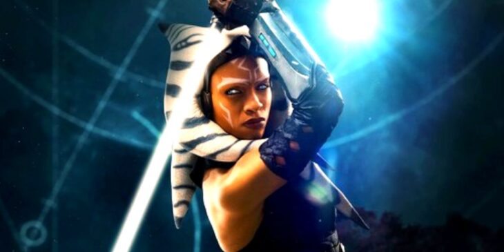 Ahsoka com sabres em batalha de Seatos