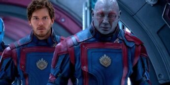 Chris Pratt e Dave Bautista em Guardiões da Galáxia Vol. 3