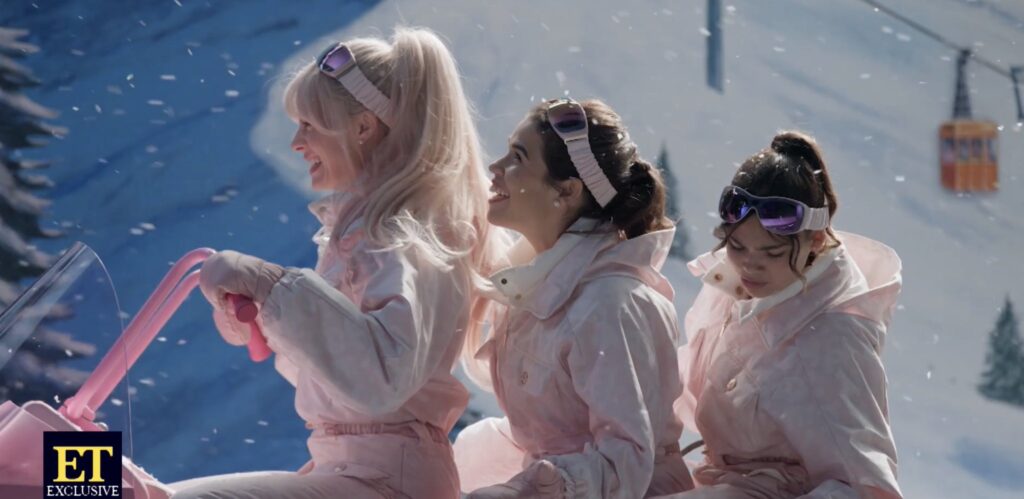 Barbie, Gloria e Sasha em cenário com neve