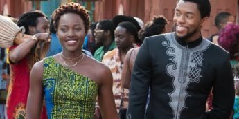 Lupita Nyong'o e Chadwick Boseman, em Pantera Negra