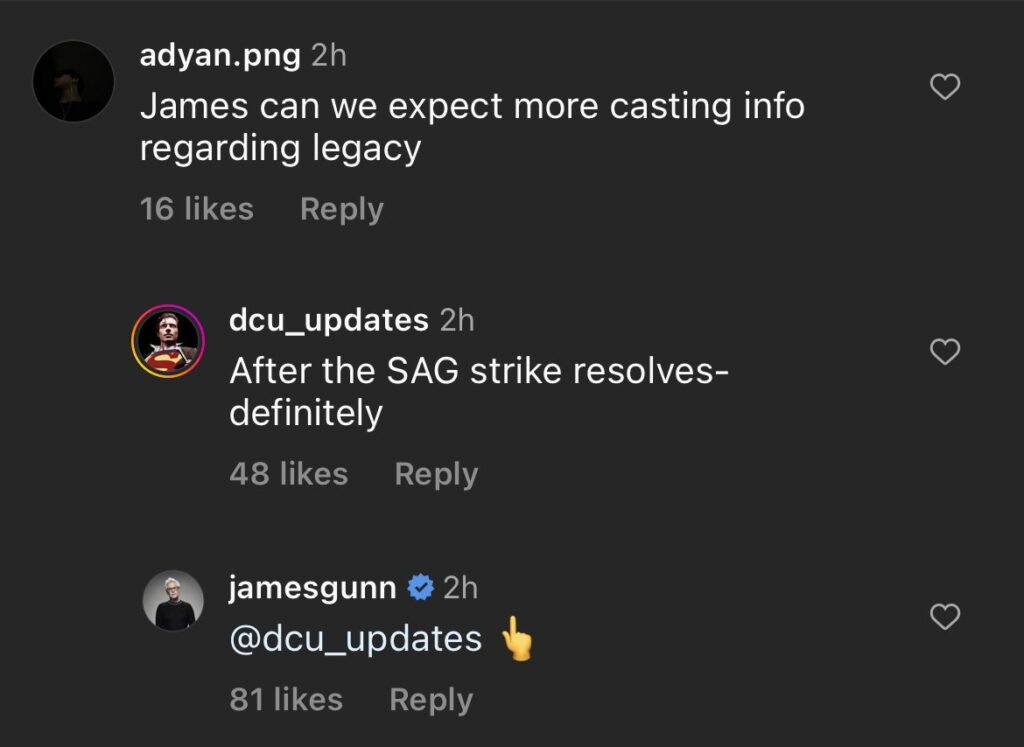 Interação de James Gunn nas redes