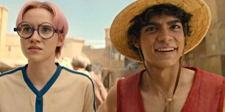 Iñaki Godoy e amigo de elenco, em One Piece
