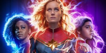 Trio de heroínas no filme As Marvels
