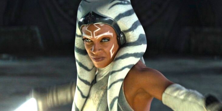 Ahsoka em batalha com sabre branco