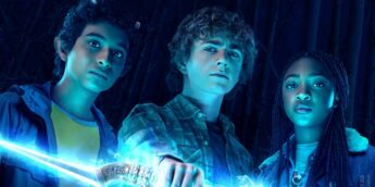 Percy Jackson, Grover e Annabeth com Raio de Zeus