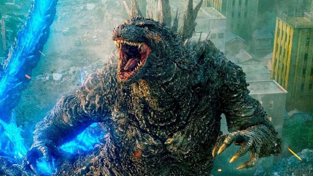 Godzilla em meio à destruição