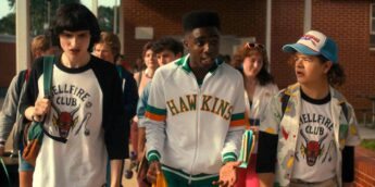 Mike, Lucas e Dustin em Stranger Things