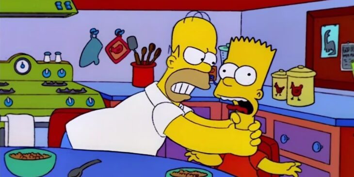 Homer e Bart em Os Simpsons