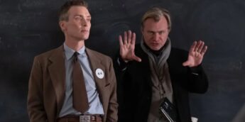 Cillian Murphy e Christopher Nolan em set de Oppenheimer