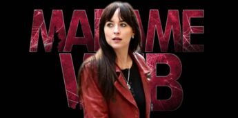 Dakota Johnson e logo de Madame Teia
