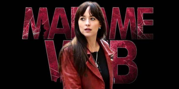 Dakota Johnson e logo de Madame Teia
