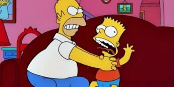 Homer estrangulando Bart em Os Simpsons