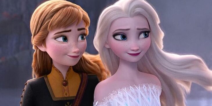 Anna e Elsa em floresta mágica de Frozen