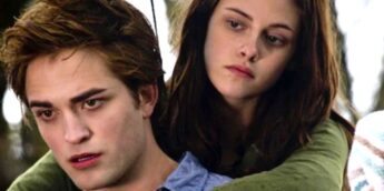 Robert Pattinson e Kristen Stewart em Crepúsculo