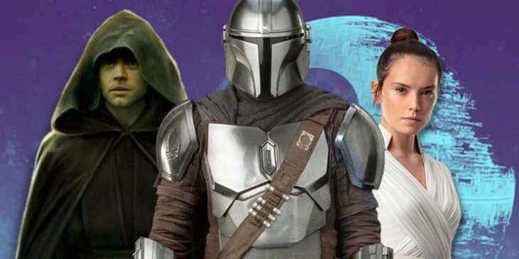 Luke, Mandalorian e Rey, de Star Wars