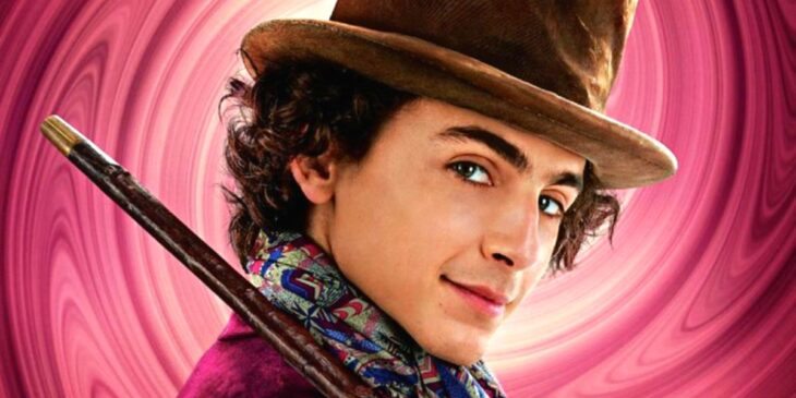 Timohtée Chalamet com visual de Willy Wonka