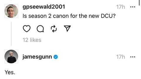 James Gunn respondendo fã no Threads