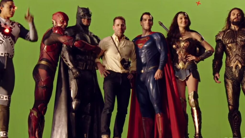 Zack Snyder com elenco de Liga da Justiça