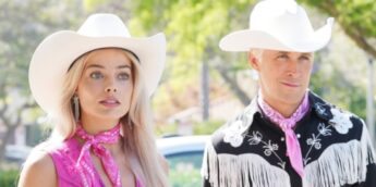 Margot Robbie e Ryan Gosling no filme Barbie