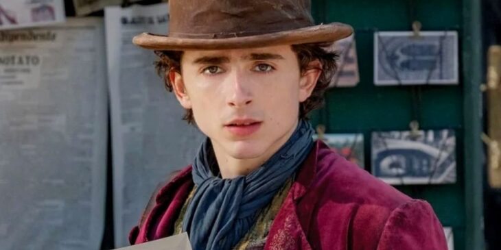 Timothée Chalamet surpreso em Wonka