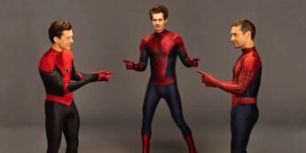 Tom Holland, Andrew Garfield e Tobey Maguire, em Homem-Aranha