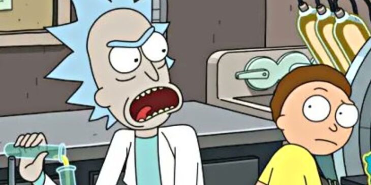 Rick e Morty discutindo em laboratório