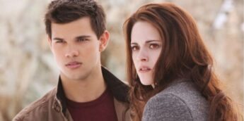Taylor Lautner e Kristen Stewart em Crepúsculo