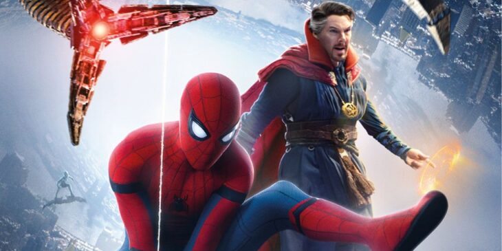 Tom Holland e Benedict Cumberbatch em Homem-Aranha