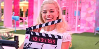 Margot Robbie no set do live-action de Barbie