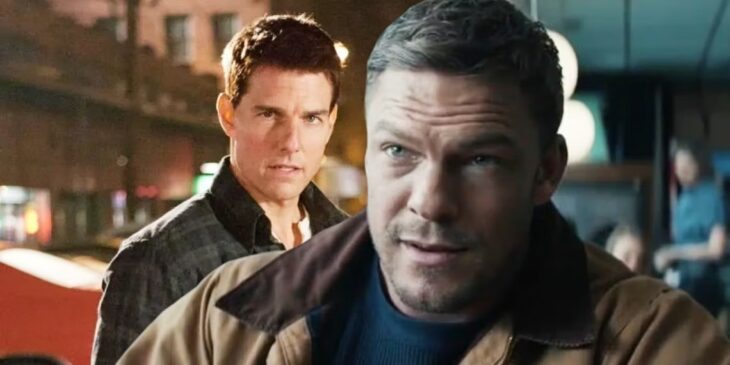 Alan Ritchson e Tom Cruise como Jack Reacher
