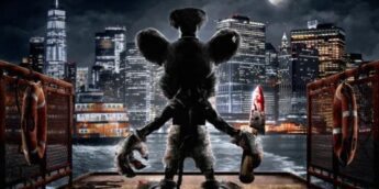 Mickey macabro diante de cidade