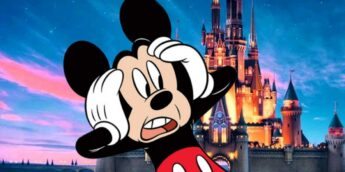 Mickey surpreso e castelo da Disney