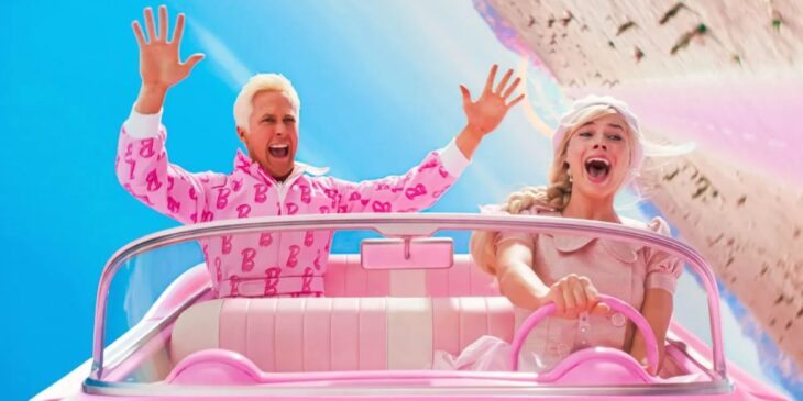 Ryan Gosling e Margot Robbie no filme Barbie