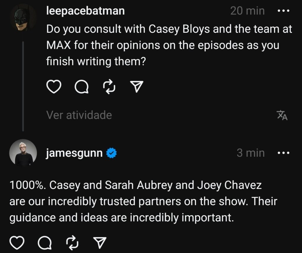 Resposta de James Gunn no Threads
