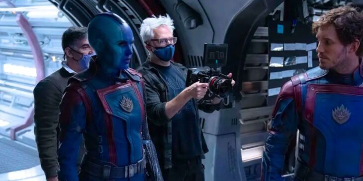 James Gunn no set de Guardiões da Galáxia, da Marvel