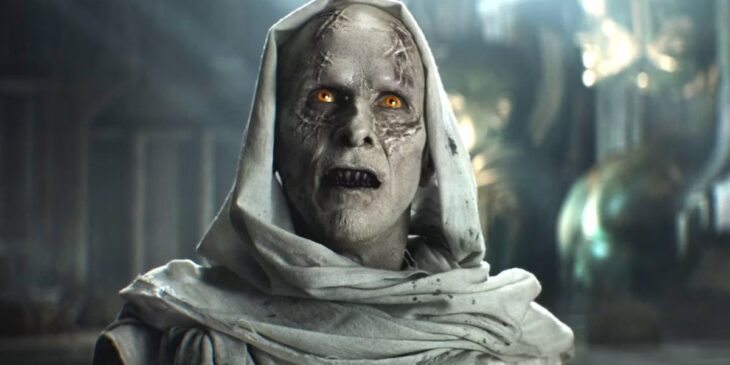 Christian Bale com visual de Gorr em Thor Amor e Trovão