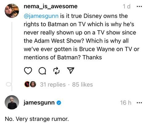 James Gunn em resposta no Threads