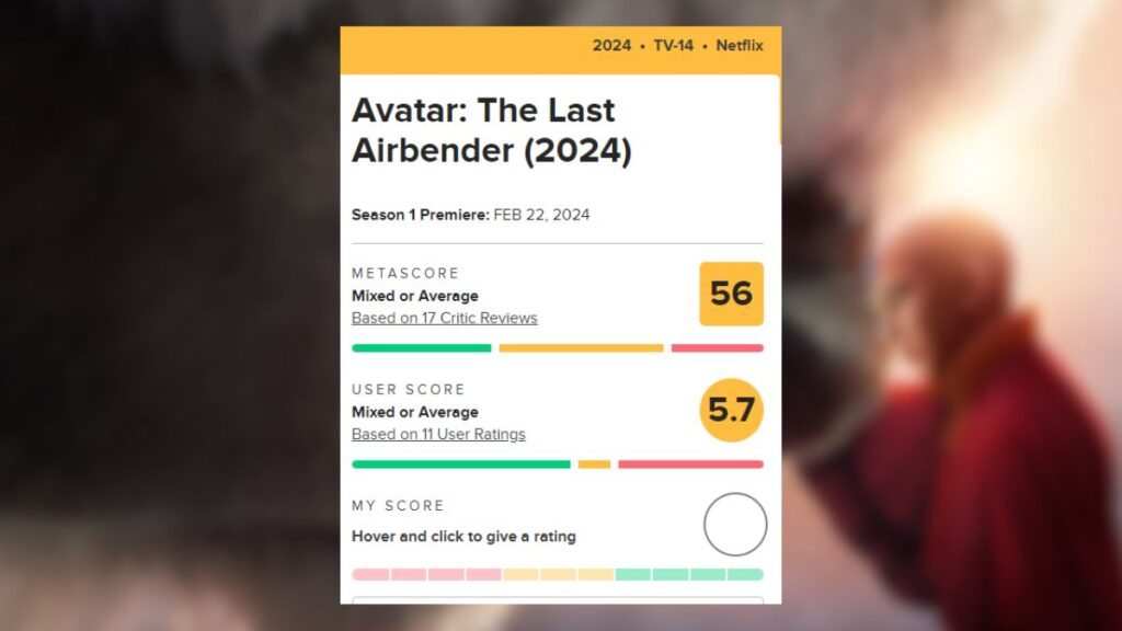 Avatar O Último Mestre do Ar no Metacritic