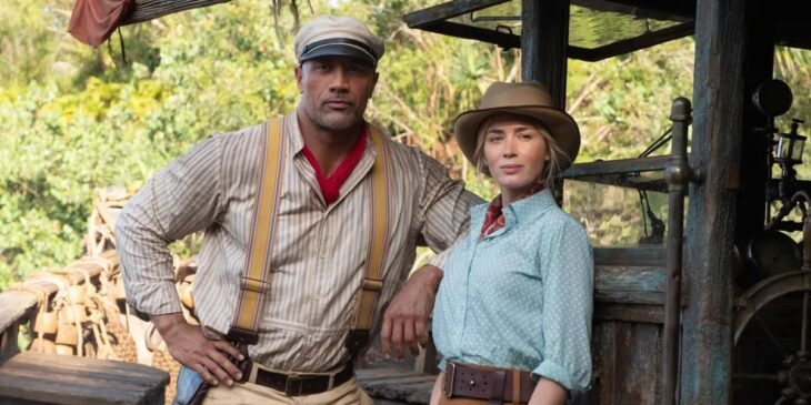 Dwayne Johnson e Emily Blunt em Jungle Cruise